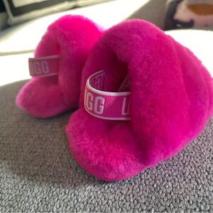 UGG Fuchsia Shearling Back-Strap Slides